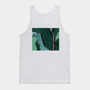 Cobalt Blue Navy Green Abstract Art Tank Top